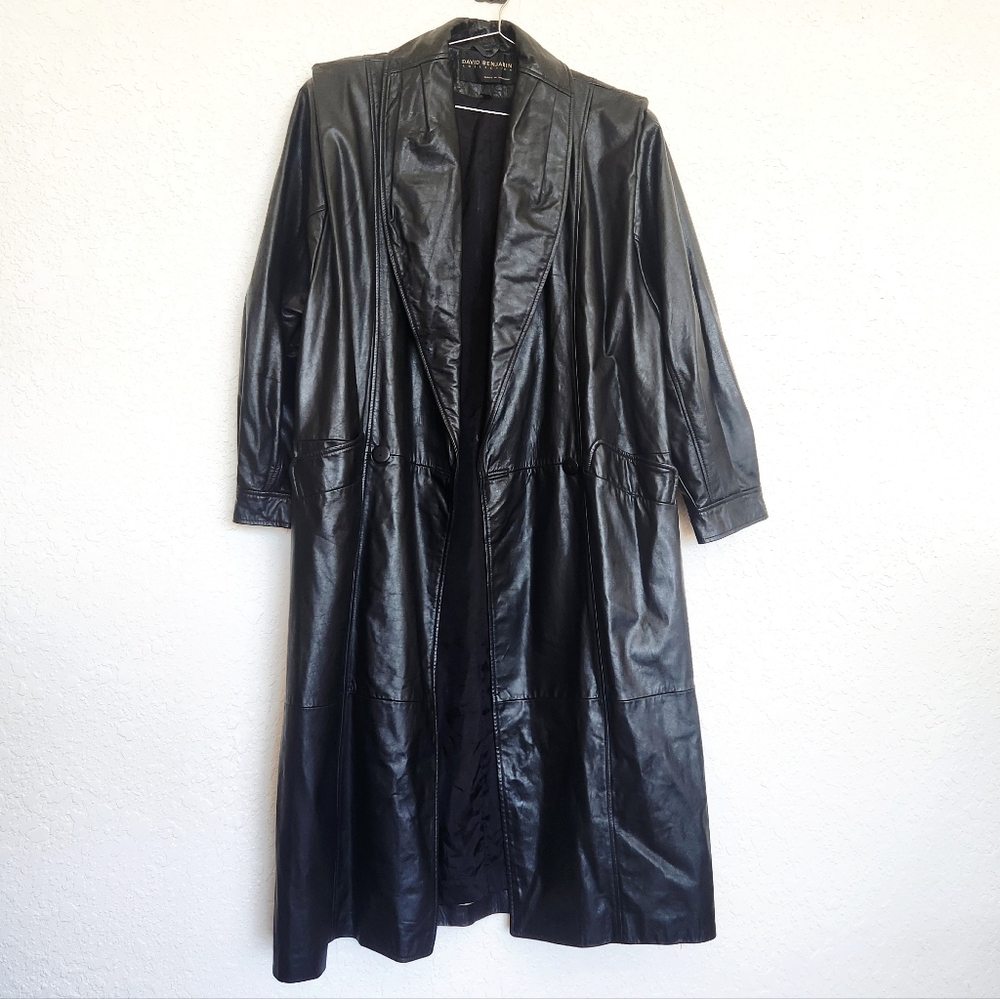 RARE Vintage David Benjamin Leather Trench Coat